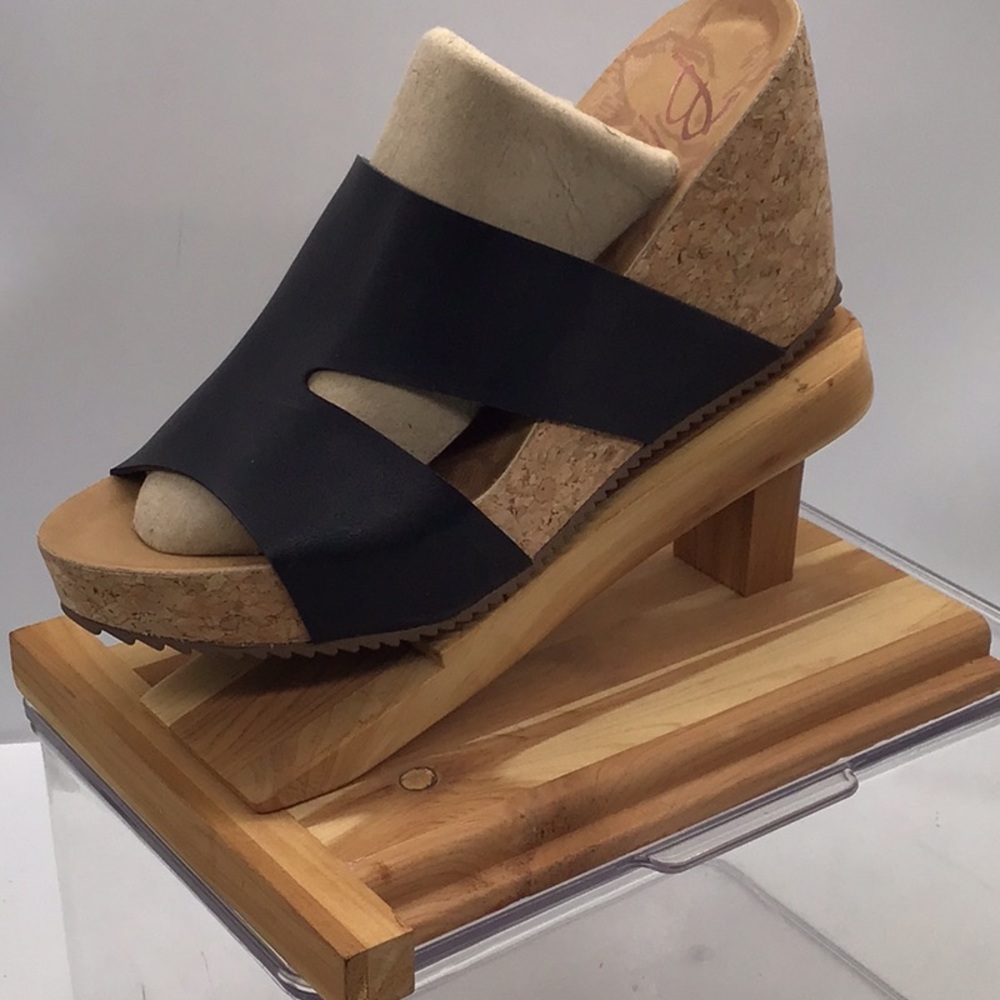 Blowfish Black Cork Wedge Slide On Sandal